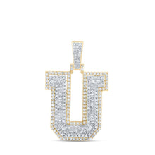 Load image into Gallery viewer, 10kt Yellow Gold Men&#39;s Round Diamond U Initial Letter Charm Pendant - 7/8 Cttw | Splendid Jewellery product  Top View from Splendid Jewellery