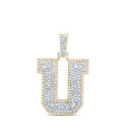 10kt Yellow Gold Men's Round Diamond U Initial Letter Charm Pendant - 7/8 Cttw | Splendid Jewellery product  Top View from Splendid Jewellery