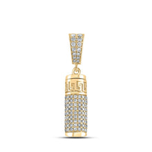 Load image into Gallery viewer, 10kt Yellow Gold Men's Round Diamond Urn Cylinder Charm Pendant - 1 Cttw | Splendid Jewellery product  Top View from Splendid Jewellery