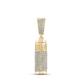 10kt Yellow Gold Men's Round Diamond Urn Cylinder Charm Pendant - 1 Cttw | Splendid Jewellery product  Top View from Splendid Jewellery