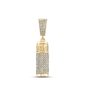 Men's Diamond Charm Pendant | 10kt Yellow Gold Mens Round Diamond Urn Cylinder Charm Pendant 1 Cttw | Splendid Jewellery GND
