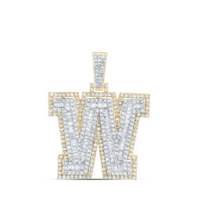 Load image into Gallery viewer, 10kt Yellow Gold Men's Round Diamond W Initial Letter Charm Pendant - 1-3/4 Cttw product  Top View from Splendid Jewellery