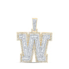 10kt Yellow Gold Men's Round Diamond W Initial Letter Charm Pendant - 1-3/4 Cttw product  Top View from Splendid Jewellery
