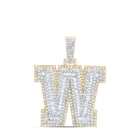 10kt Yellow Gold Men's Round Diamond W Initial Letter Charm Pendant - 1-3/8 Cttw product  Top View from Splendid Jewellery