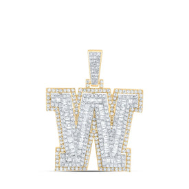 10kt Yellow Gold Men's Round Diamond W Initial Letter Charm Pendant - 1-3/8 Cttw product  Top View from Splendid Jewellery