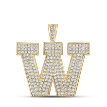Load image into Gallery viewer, 10kt Yellow Gold Men's Round Diamond W Initial Letter Charm Pendant - 3-1/3 Cttw product  Top View from Splendid Jewellery