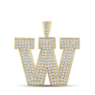 10kt Yellow Gold Men's Round Diamond W Initial Letter Charm Pendant - 3-1/3 Cttw product  Top View from Splendid Jewellery