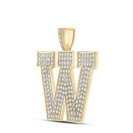 10kt Yellow Gold Men's Round Diamond W Initial Letter Charm Pendant - 3-1/3 Cttw product Side View from Splendid Jewellery