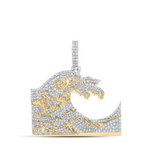 Load image into Gallery viewer, 10kt Yellow Gold Men's Diamond Wave Charm Pendant - Captivating 2-1/2 Cttw Jewelry Piece product  Top View from Splendid Jewellery