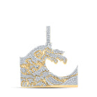 10kt Yellow Gold Men's Diamond Wave Charm Pendant - Captivating 2-1/2 Cttw Jewelry Piece product  Top View from Splendid Jewellery