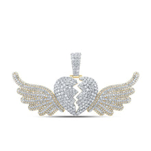 Load image into Gallery viewer, 10kt Yellow Gold Men's Round Diamond Wing Broken Charm Pendant - Captivating and Dazzling Jewelry product  Top View from Splendid Jewellery