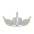 10kt Yellow Gold Men's Round Diamond Wing Broken Charm Pendant - Captivating and Dazzling Jewelry product  Top View from Splendid Jewellery