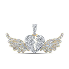 10kt Yellow Gold Men's Round Diamond Wing Broken Charm Pendant - Captivating and Dazzling Jewelry product  Top View from Splendid Jewellery