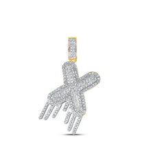 Load image into Gallery viewer, 10kt Yellow Gold Men&#39;s Round Diamond X Drip Letter Charm Pendant - Captivating Elegance product  Top View from Splendid Jewellery
