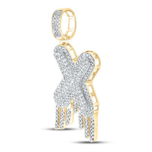 Load image into Gallery viewer, 10kt Yellow Gold Men&#39;s Round Diamond X Drip Letter Charm Pendant - Captivating Elegance product Side View from Splendid Jewellery