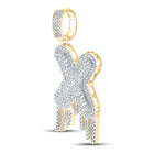 10kt Yellow Gold Men's Round Diamond X Drip Letter Charm Pendant - Captivating Elegance product Side View from Splendid Jewellery