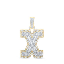 Load image into Gallery viewer, 10kt Yellow Gold Mens Round Diamond X Initial Letter Charm Pendant 1 Cttw | Splendid Jewellery product  Top View from Splendid Jewellery