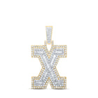 10kt Yellow Gold Mens Round Diamond X Initial Letter Charm Pendant 1 Cttw | Splendid Jewellery product  Top View from Splendid Jewellery