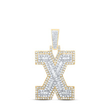 Load image into Gallery viewer, 10kt Yellow Gold Men&#39;s Diamond X Initial Letter Charm Pendant - 3/4 Cttw product  Top View from Splendid Jewellery