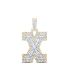 10kt Yellow Gold Men's Diamond X Initial Letter Charm Pendant - 3/4 Cttw product  Top View from Splendid Jewellery