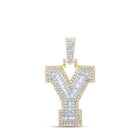 10kt Yellow Gold Men's Round Diamond Y Initial Letter Charm Pendant 7/8 Cttw - A Dazzling Statement Piece by Splendid Jewellery product  Top View from Splendid Jewellery