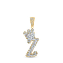 Load image into Gallery viewer, 10kt Yellow Gold Men's Diamond Z Crown Letter Charm Pendant - 1 Cttw | Splendid Jewellery product  Top View from Splendid Jewellery