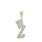 10kt Yellow Gold Men's Diamond Z Crown Letter Charm Pendant - 1 Cttw | Splendid Jewellery product  Top View from Splendid Jewellery