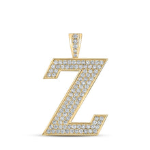 Load image into Gallery viewer, 10kt Yellow Gold Men's Round Diamond Z Initial Letter Charm Pendant - 1-3/4 Cttw | Splendid Jewellery product  Top View from Splendid Jewellery