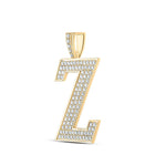 10kt Yellow Gold Men's Round Diamond Z Initial Letter Charm Pendant - 1-3/4 Cttw | Splendid Jewellery product Side View from Splendid Jewellery