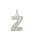 10kt Yellow Gold Men's Diamond Z Initial Letter Charm Pendant - 1 Cttw - Splendid Jewellery product  Top View from Splendid Jewellery