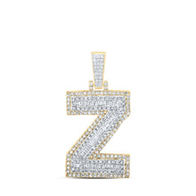 Load image into Gallery viewer, 10kt Yellow Gold Men&#39;s Diamond Z Initial Letter Charm Pendant - 3/4 Cttw - Splendid Jewellery product  Top View from Splendid Jewellery