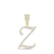 Load image into Gallery viewer, 10kt Yellow Gold Men&#39;s Round Diamond Z Initial Letter Charm Pendant - 7/8 Cttw | Splendid Jewellery product  Top View from Splendid Jewellery