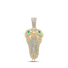 Load image into Gallery viewer, 10kt Yellow Gold Men's Round Emerald Diamond Snake Charm Pendant - 2-7/8 Cttw | Splendid Jewellery product  Top View from Splendid Jewellery