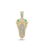 10kt Yellow Gold Men's Round Emerald Diamond Snake Charm Pendant - 2-7/8 Cttw | Splendid Jewellery product  Top View from Splendid Jewellery