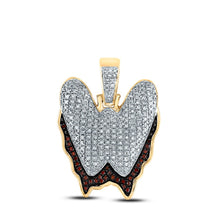 Load image into Gallery viewer, 10kt Yellow Gold Men&#39;s Round Red Diamond Blood Letter W Pendant - 5/8 Cttw product  Top View from Splendid Jewellery