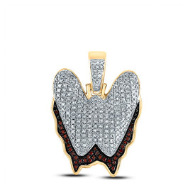 10kt Yellow Gold Men's Round Red Diamond Blood Letter W Pendant - 5/8 Cttw product  Top View from Splendid Jewellery