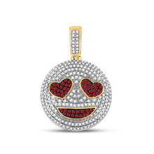 Load image into Gallery viewer, 10kt Yellow Gold Men&#39;s Diamond and Ruby Smiley Heart Charm Pendant - 1-1/3 Cttw product  Top View from Splendid Jewellery
