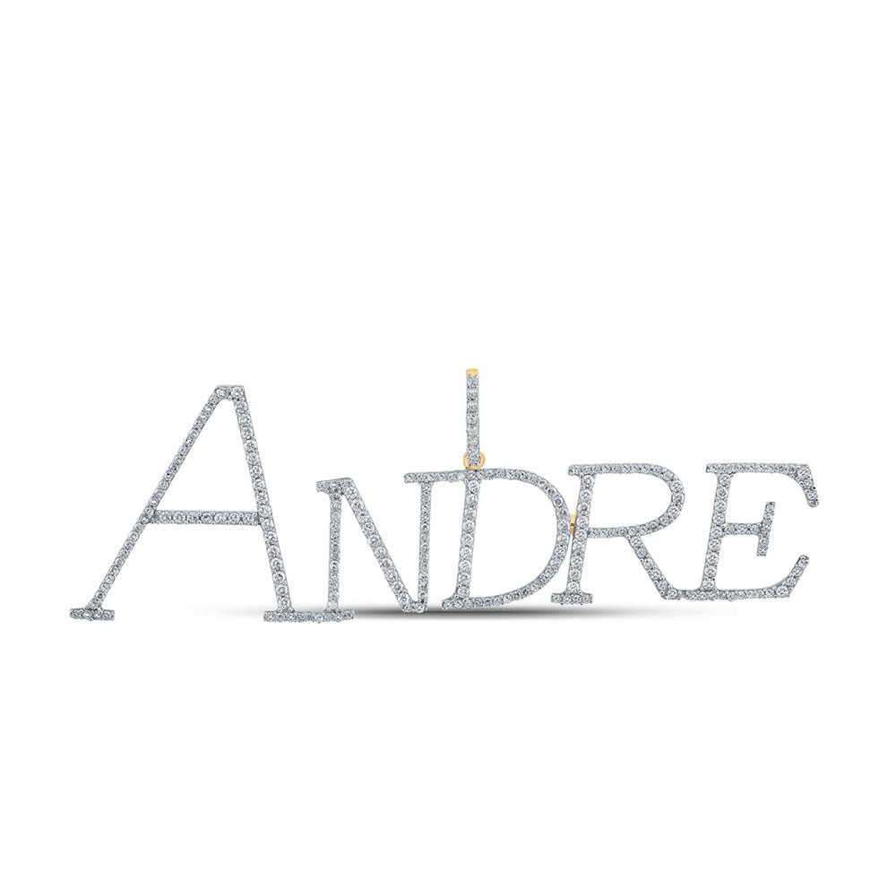 Men's Diamond Charm Pendant | 10kt Yellow Gold Round Diamond ANDRE Name Charm Pendant 1-1/3 Cttw | Splendid Jewellery GND