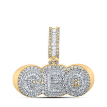 Load image into Gallery viewer, 14kt Two-tone Gold Baguette Diamond CEO Charm Pendant - 3 Cttw - Top View