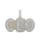 14kt Two-tone Gold Baguette Diamond CEO Charm Pendant - 5 Cttw - Top View