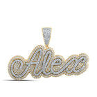14kt Two-tone Gold Men's Round Diamond ALEX Charm Pendant - Exquisite Brilliance - Top View