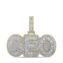 Load image into Gallery viewer, 14kt Two-tone Gold Men&#39;s Round Diamond CEO Charm Pendant - 2-1/3 Cttw - Top View