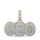 14kt Two-tone Gold Men's Round Diamond CEO Charm Pendant - 2-1/3 Cttw - Top View