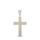 14kt Two-tone Gold Men's Diamond Cross Charm Pendant - 3/4 Cttw - Top View