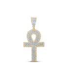 14kt Two-tone Gold Men's Diamond Cross Charm Pendant - 7/8 Cttw - Top View