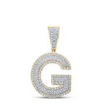 Load image into Gallery viewer, 14kt Two-tone Gold Men&#39;s Round Diamond G Initial Letter Charm Pendant - 7/8 Cttw - Top View