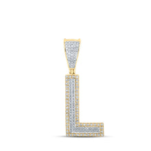 Load image into Gallery viewer, 14kt Two-tone Gold Men&#39;s Round Diamond L Initial Letter Charm Pendant 1/3 Cttw - A Dazzling Statement Piece by Splendid Jewellery - Top View