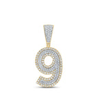 14kt Two-tone Gold Men's Round Diamond Number 9 Charm Pendant - 3/4 Cttw - Top View