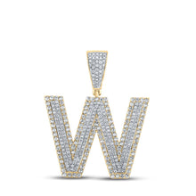 Load image into Gallery viewer, 14kt Two-tone Gold Men&#39;s Diamond Initial Pendant - 1-1/3 Cttw - Top View