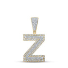 14kt Two-tone Gold Men's Round Diamond Z Initial Letter Charm Pendant 3/4 Cttw - Top View